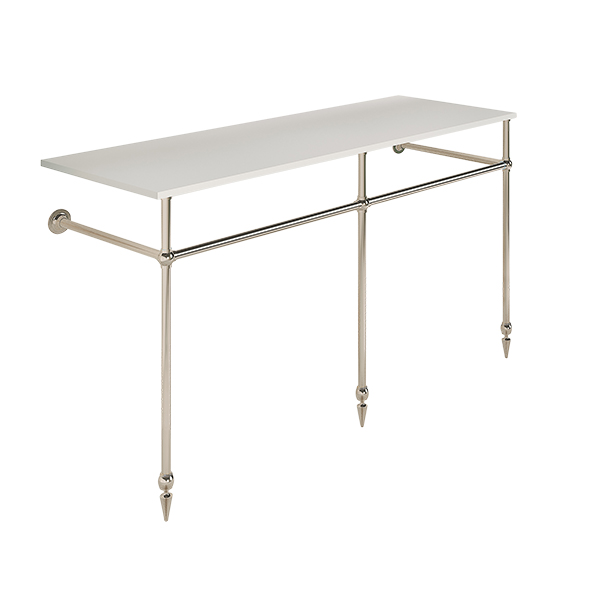 Traditional 3 leg double basin stand for benchtop. Pointed feet. W1500 x D540 x H880