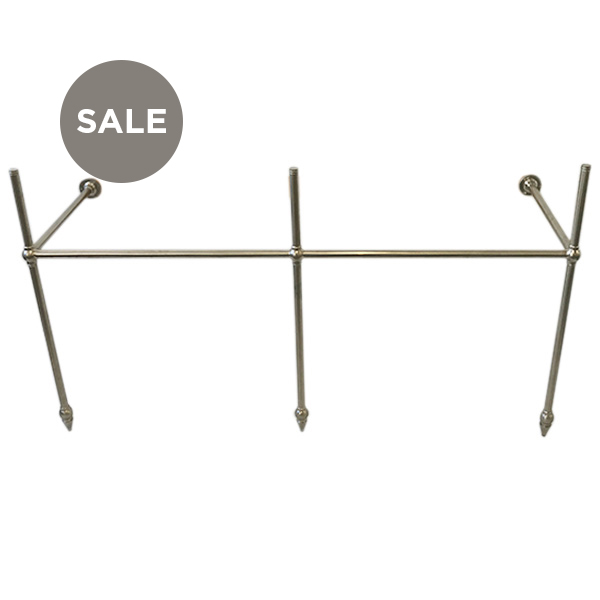 Traditional 3 leg double basin stand for benchtop. Pointed feet. W1500 x D540 x H880