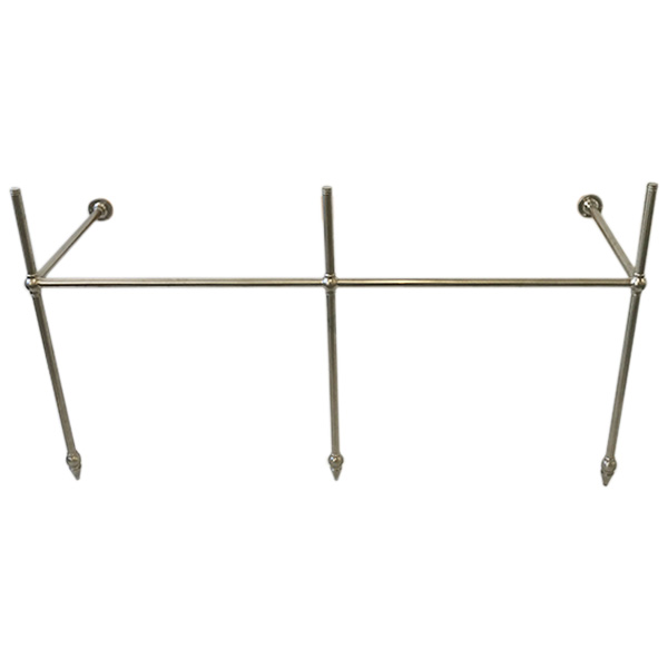 Traditional 3 leg double basin stand for benchtop. Pointed feet. W1500 x D540 x H880