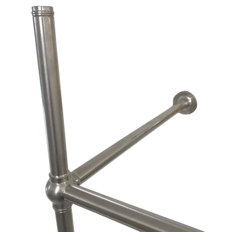 Traditional 3 leg double basin stand for benchtop. Pointed feet. W1500 x D540 x H880