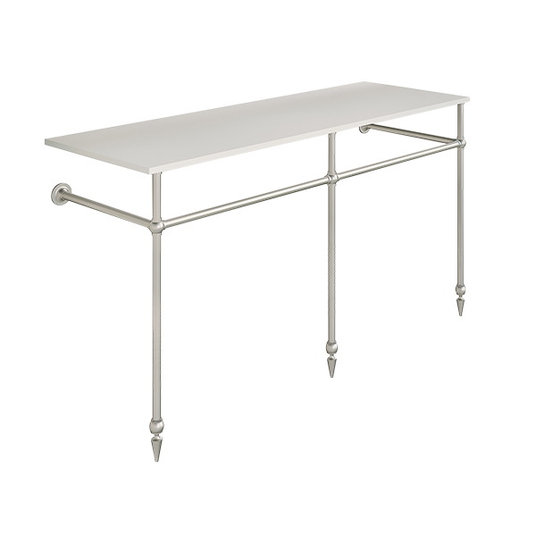 Traditional 3 leg double basin stand for benchtop. Pointed feet. W1500 x D540 x H880