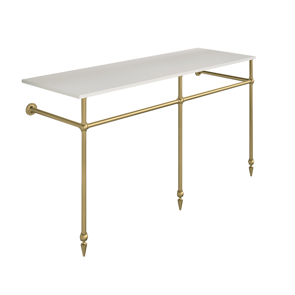 Traditional 3 leg double basin stand for benchtop. Pointed feet. W1500 x D540 x H880