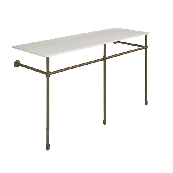 Traditional 3 leg double basin stand for benchtop. Ball feet. W1500 x D540 x H880