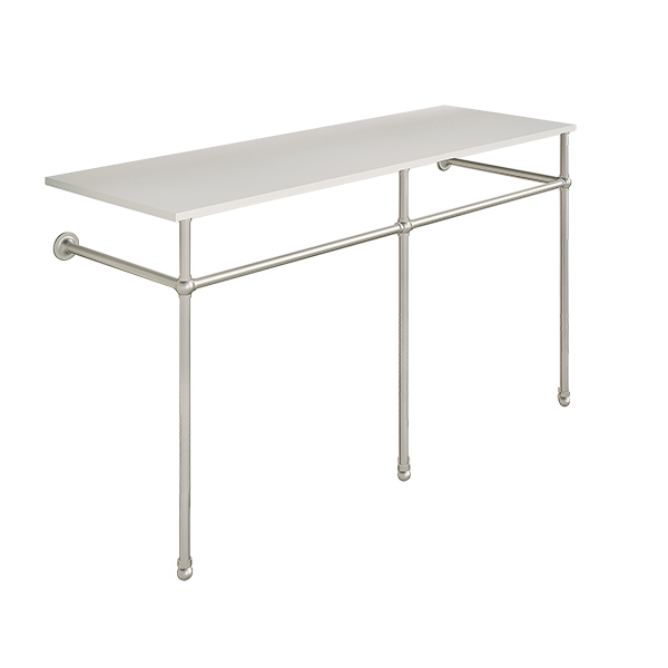 Traditional 3 leg double basin stand for benchtop. Ball feet. W1500 x D540 x H880