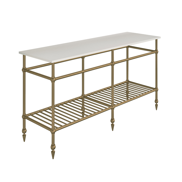 Traditional 6 leg double freestanding basin stand for benchtop. Pointed feet & shelf. W1500 x D480 x H880