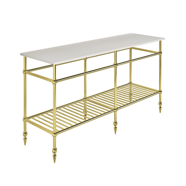 Traditional 6 leg double freestanding basin stand for benchtop. Pointed feet & shelf. W1500 x D480 x H880