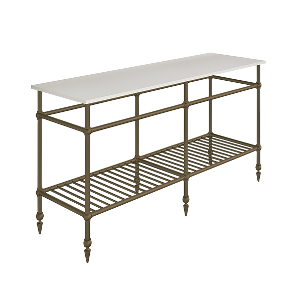 Traditional 6 leg double freestanding basin stand for benchtop. Pointed feet & shelf. W1500 x D480 x H880