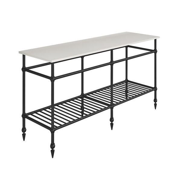 Traditional 6 leg double freestanding basin stand for benchtop. Pointed feet & shelf. W1500 x D480 x H880