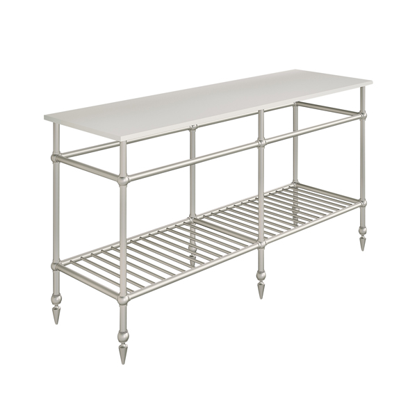 Traditional 6 leg double freestanding basin stand for benchtop. Pointed feet & shelf. W1500 x D480 x H880