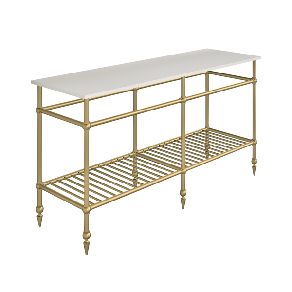 Traditional 6 leg double freestanding basin stand for benchtop. Pointed feet & shelf. W1500 x D480 x H880