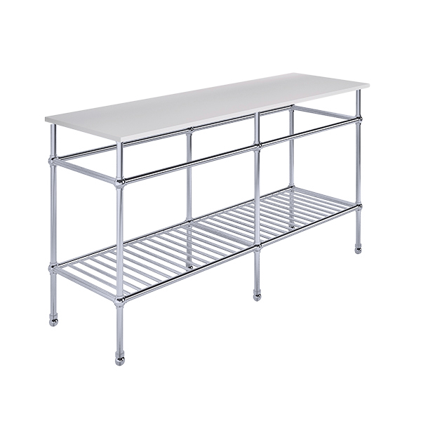 Traditional 6 leg double freestanding basin stand for benchtop. Ball feet & shelf. W1500 x D480 x H880
