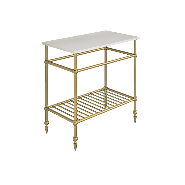 Traditional 4 leg freestanding basin stand for benchtop. Pointed feet & shelf. W750 x D480 x H880