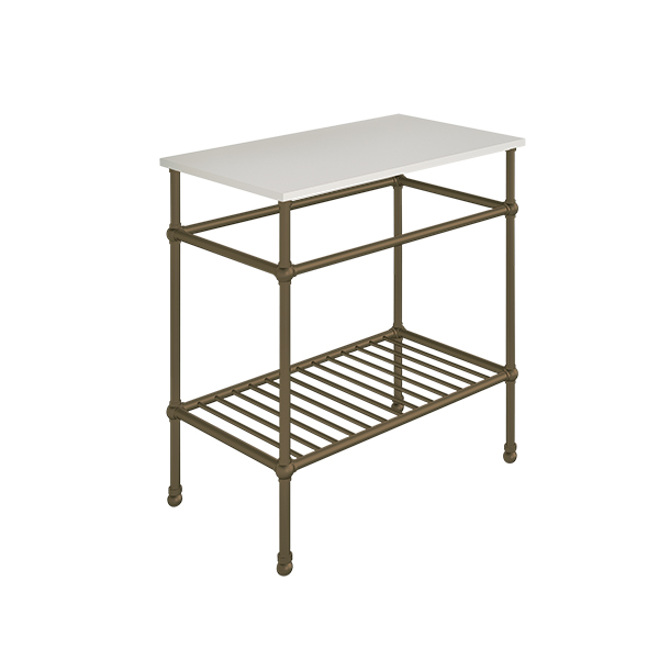 Traditional 4 leg freestanding basin stand for benchtop. Ball feet & shelf. W750 x D480 x H880