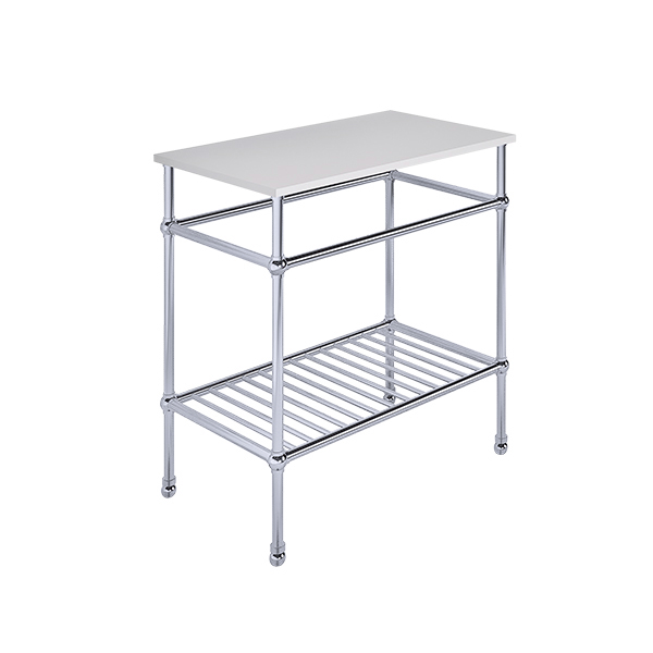 Traditional 4 leg freestanding basin stand for benchtop. Ball feet & shelf. W750 x D480 x H880