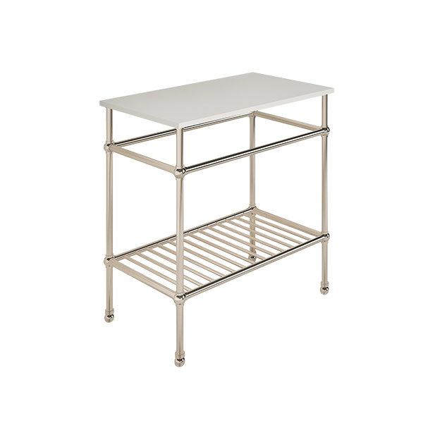 Traditional 4 leg freestanding basin stand for benchtop. Ball feet & shelf. W750 x D480 x H880