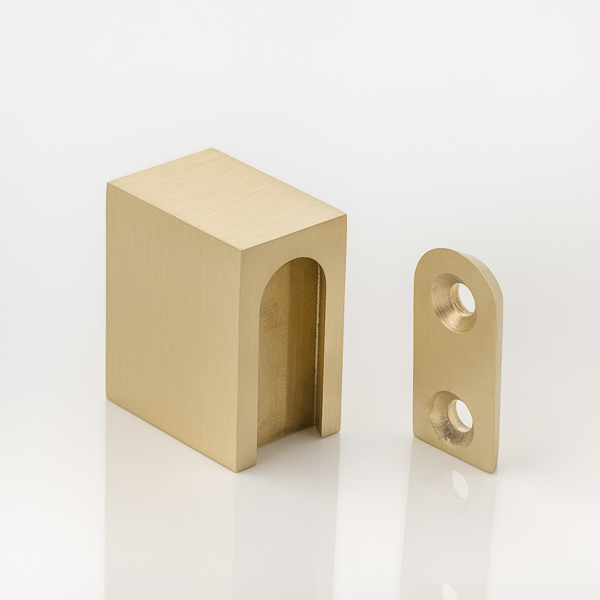 Solid brass rectangular hanging rail end bracket