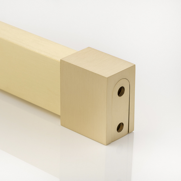 Solid brass rectangular hanging rail end bracket