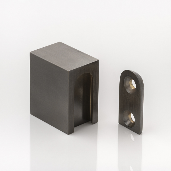 Solid brass rectangular hanging rail end bracket