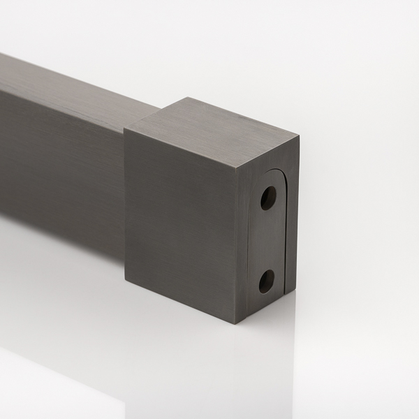 Solid brass rectangular hanging rail end bracket