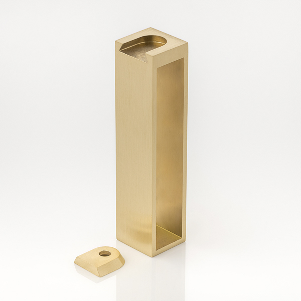 Solid brass rectangular hanging rail central bracket