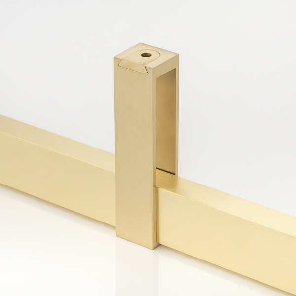 Solid brass rectangular hanging rail central bracket