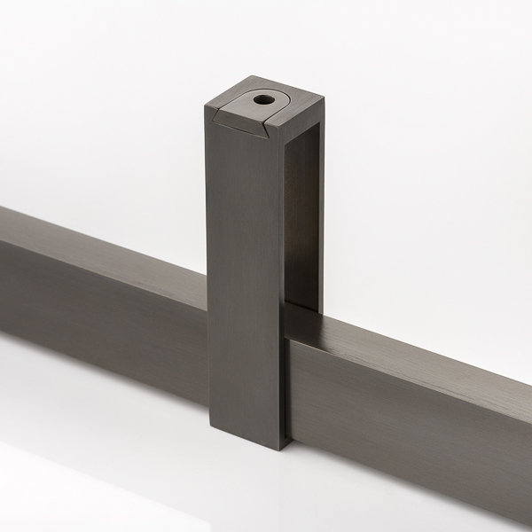 Solid brass rectangular hanging rail central bracket