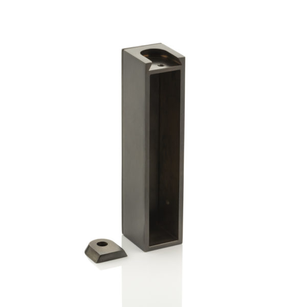 Solid brass rectangular hanging rail ceiling mounted end bracket