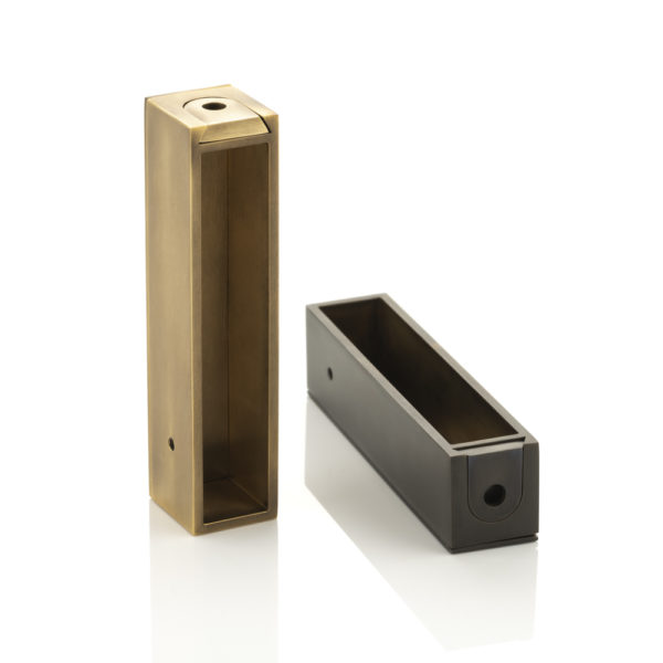 Solid brass rectangular hanging rail ceiling mounted end bracket