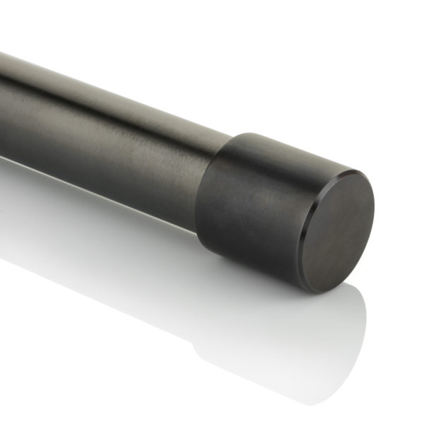 Solid brass extended end cap for round hanging rail