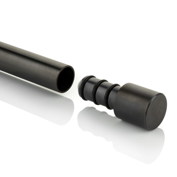 Solid brass extended end cap for round hanging rail