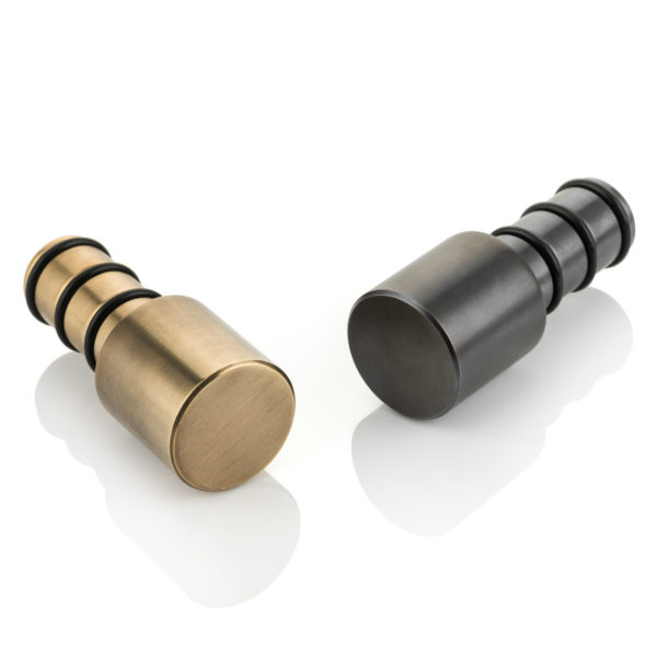 Solid brass extended end cap for round hanging rail