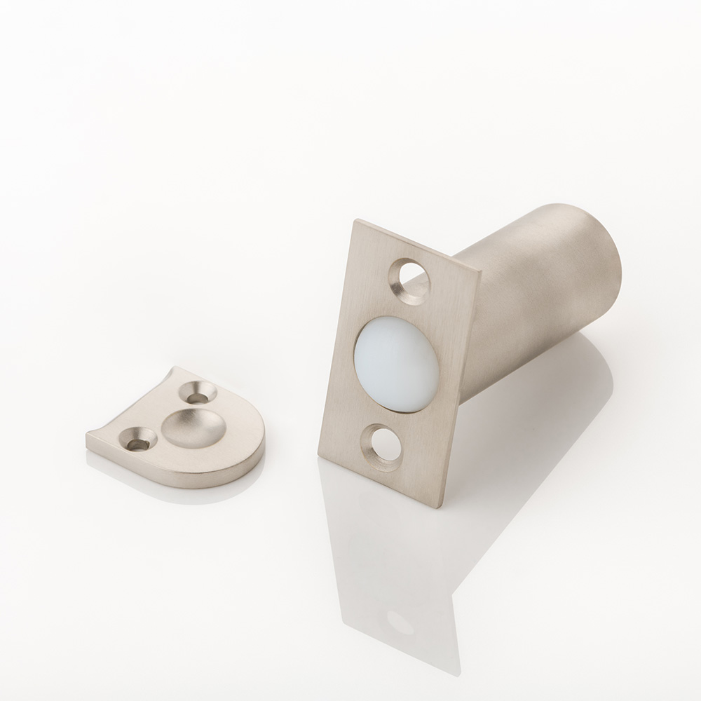 Solid brass round bullet cabinet catch, screw fix