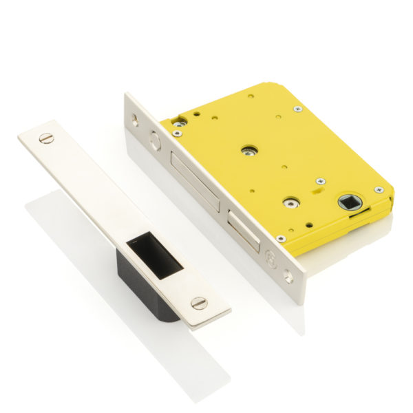 Yellow pull & lock pocket sliding door end pull with privacy hook lock