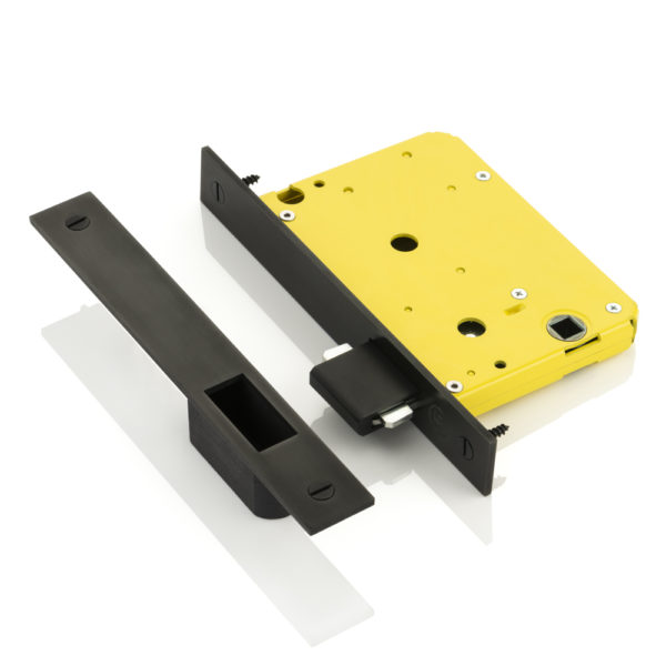 Yellow lock pocket sliding door privacy hook lock