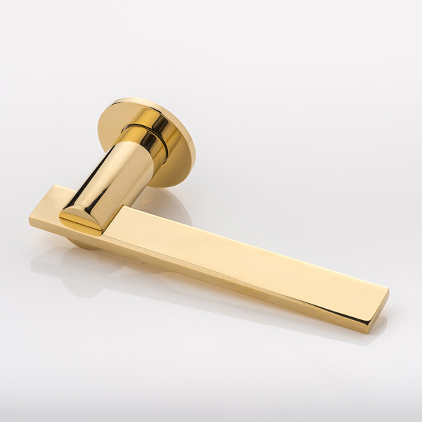 Bailey solid brass door lever handle with round rose