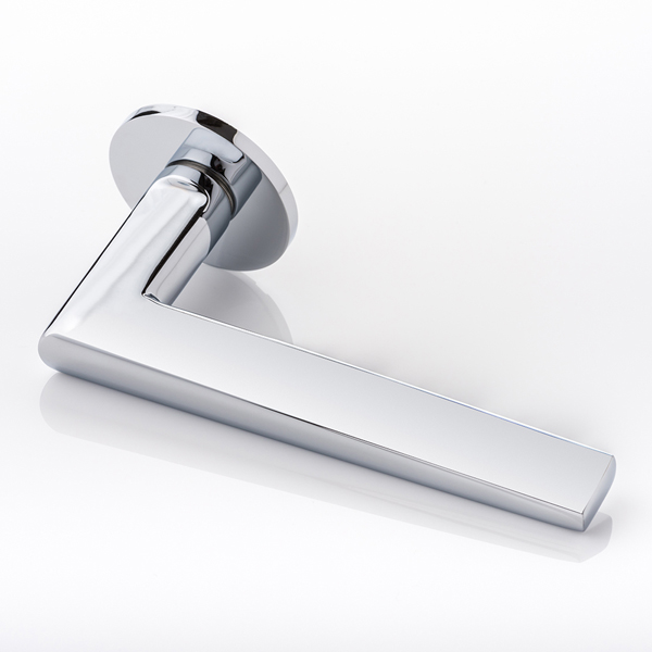 Wedge solid brass door lever handle with round rose