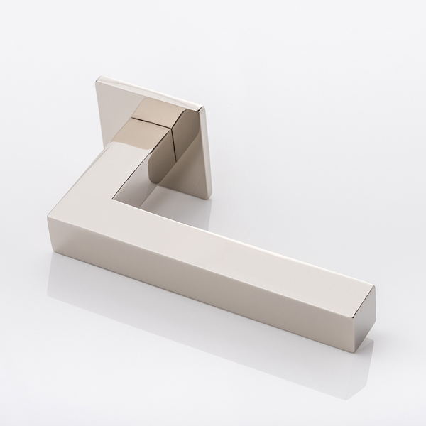 Cube solid brass door lever handle with square rose