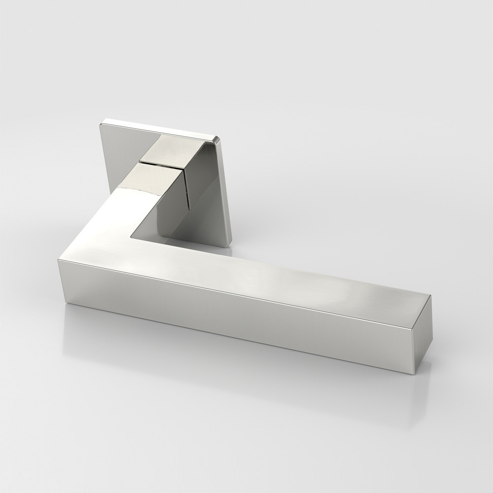 Cube solid brass door lever handle with square rose