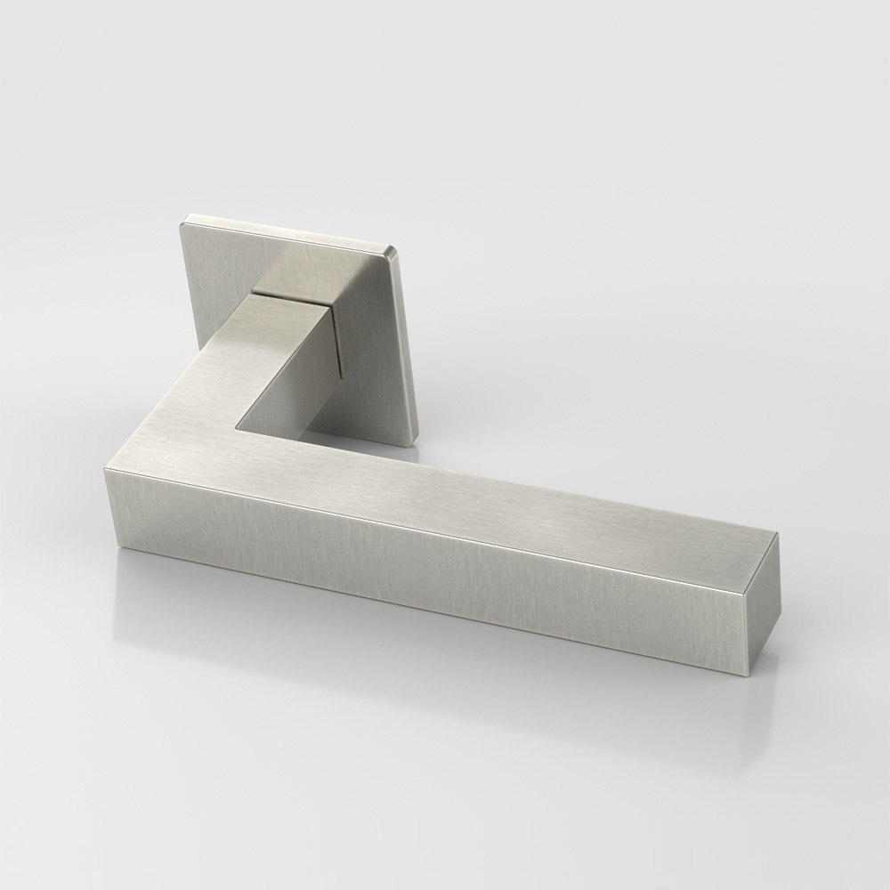 Cube solid brass door lever handle with square rose