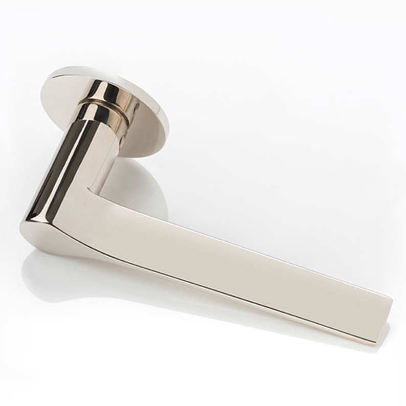 Fonteyn solid brass door lever handle with round rose