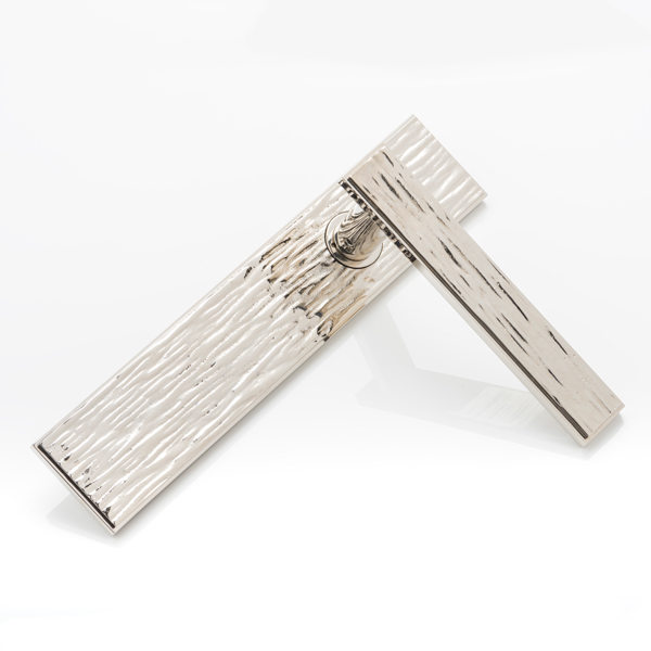 Molten texture solid bronze door lever handle with backplate