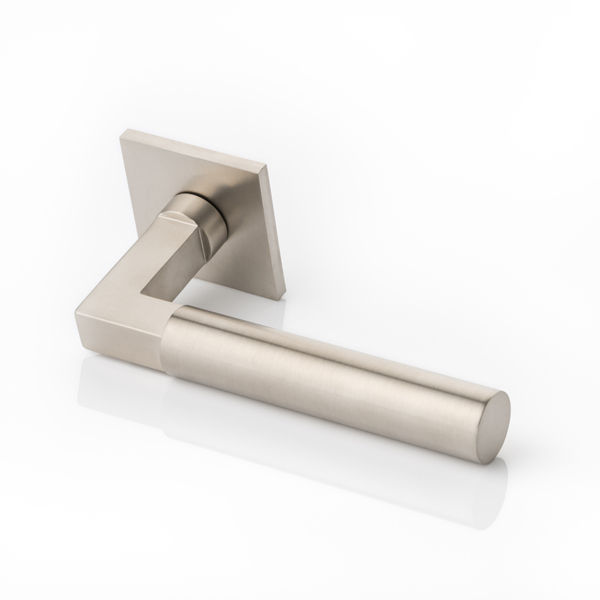 Ashworth II solid brass door lever handle with square rose