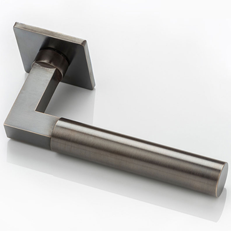 Ashworth II solid brass door lever handle with square rose