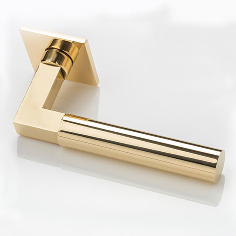 Ashworth II solid brass door lever handle with square rose