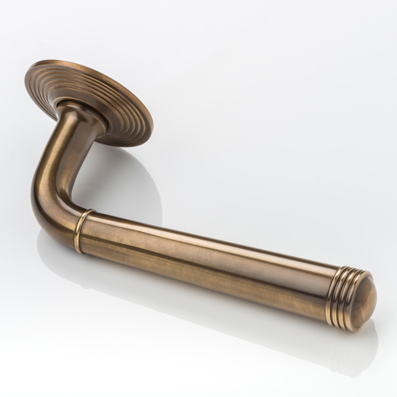Hurleigh solid brass door lever handle with reeded rose