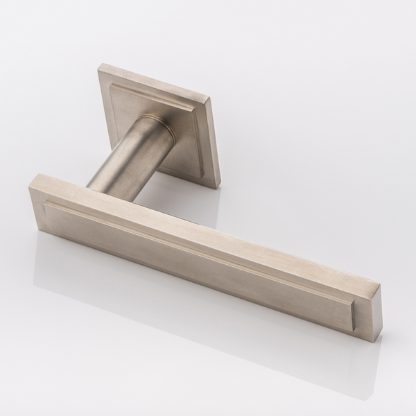 Harrison solid brass door lever handle with square stepped rose