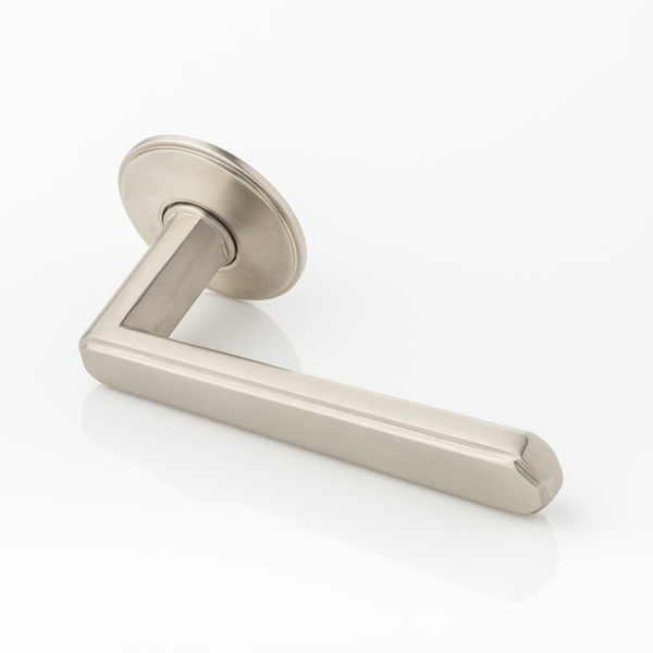 Alexander solid brass door lever handle with traditional rose