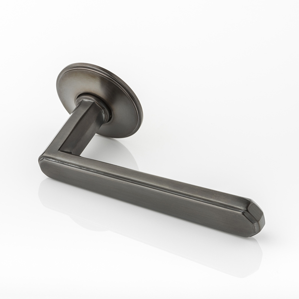 Alexander solid brass door lever handle with traditional rose