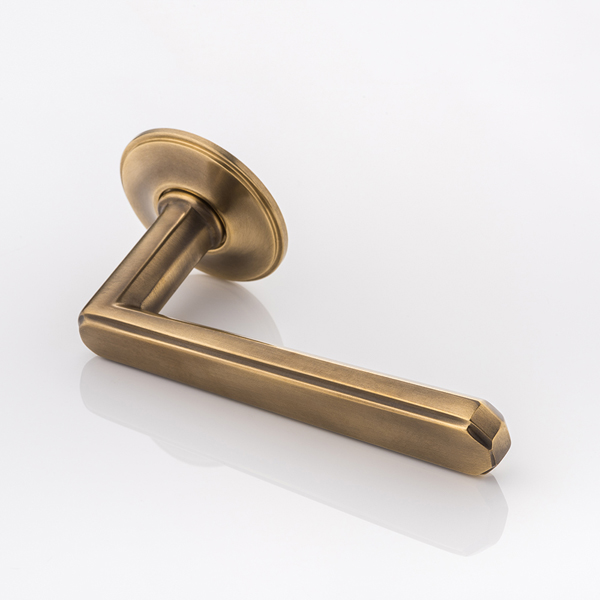 Alexander solid brass door lever handle with traditional rose