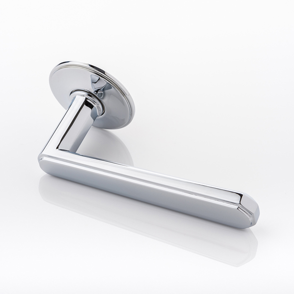 Alexander solid brass door lever handle with traditional rose